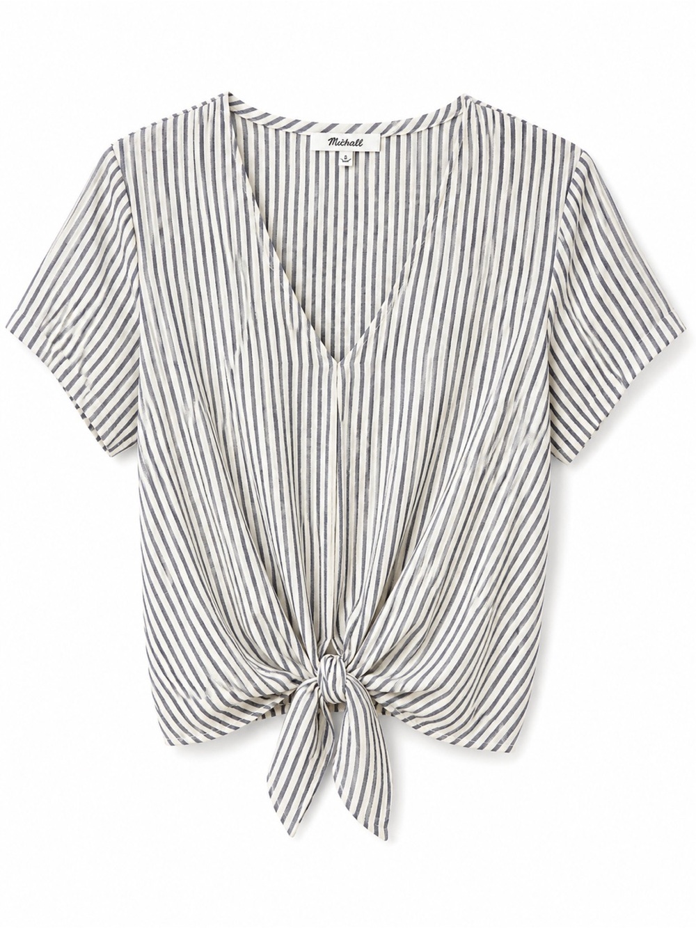 Madewell Striped Tie-Front V-Neck Top - Navy & White